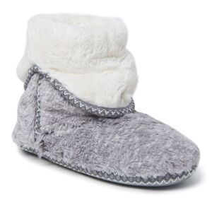 Dearfoams Women's Beth Faux Fur Fold Down Fuzzy Bootie House Slipper Boot
